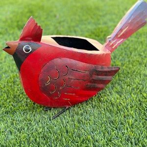 Red Decorative Cardinal Bird Planter
